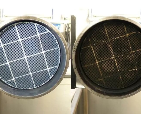 Diesel Particulate Filters DPF before and after