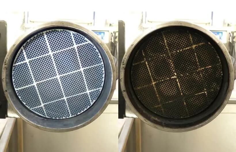 Diesel Particulate Filters DPF before and after